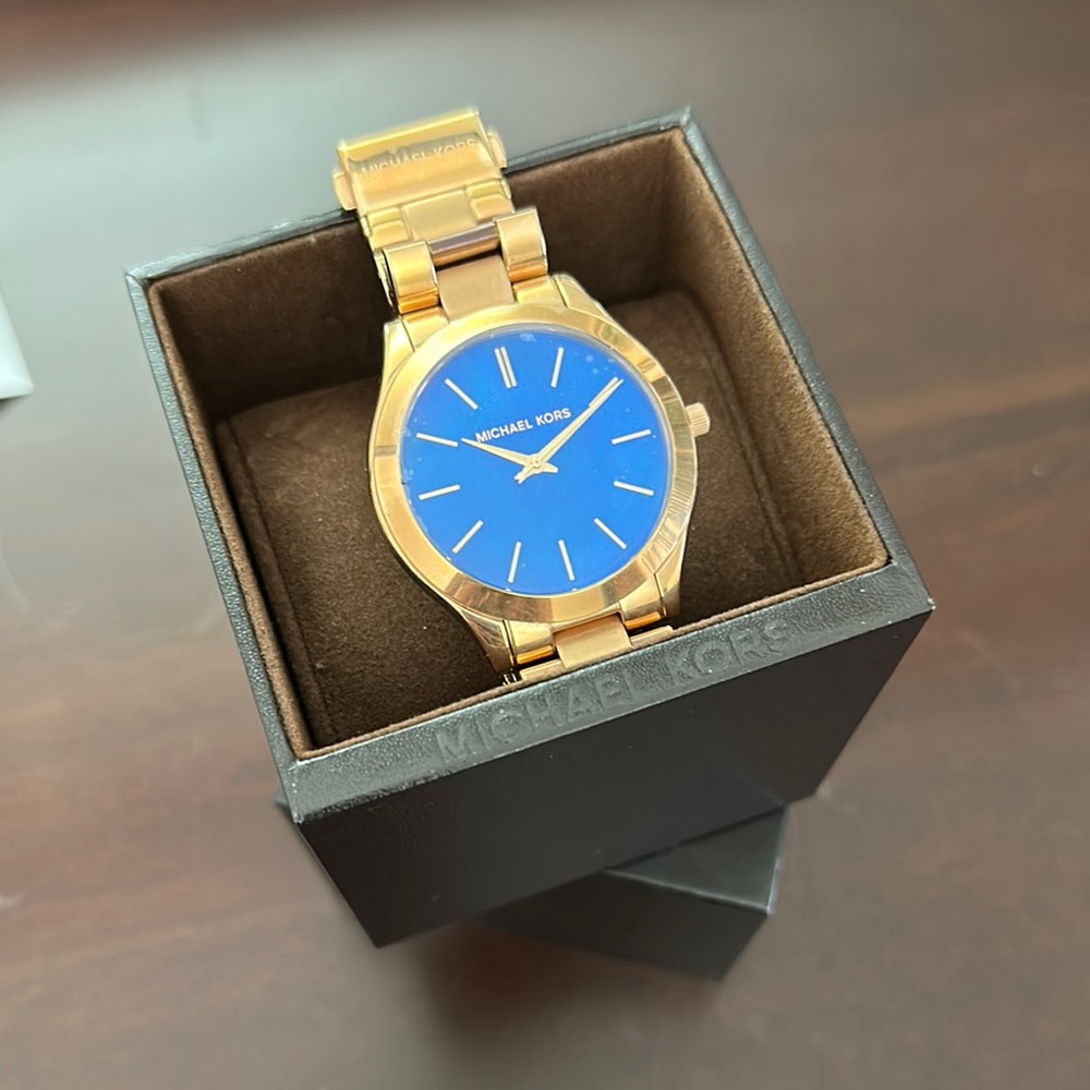 Michael Kors Gold and Blue Watch